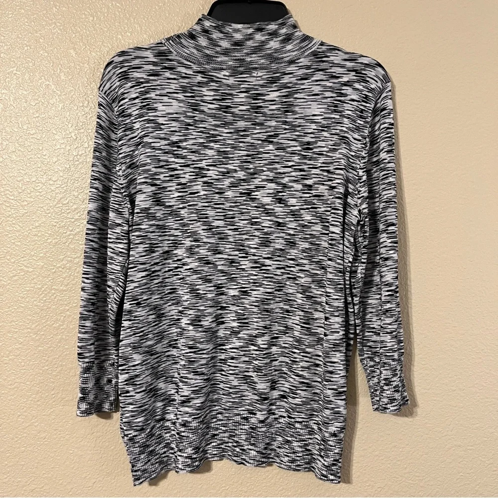Apt. 9 Women’s L Black & White Patterned 3/4 Sleeve  Mock Turtleneck Sweater